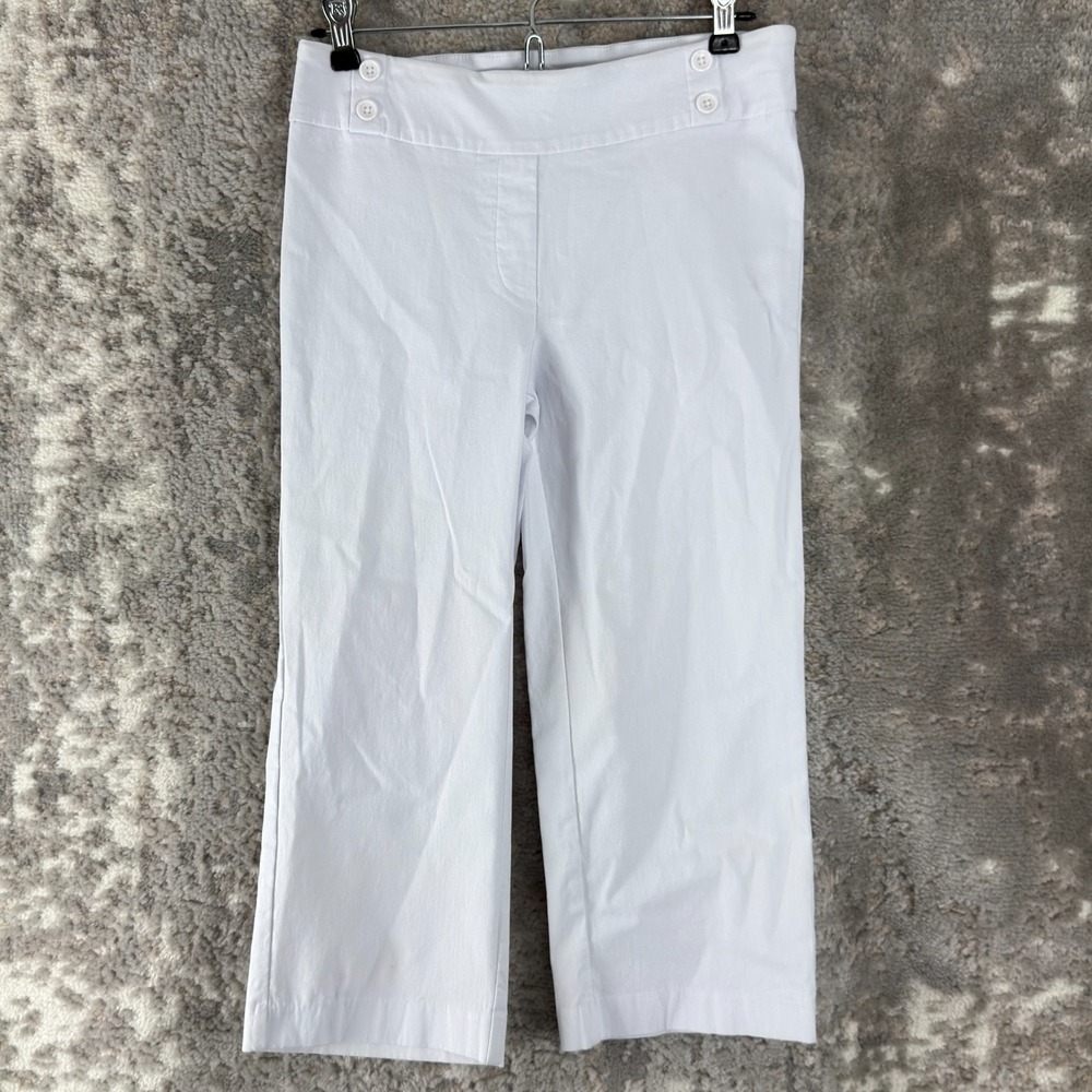 Rekucci Size 6 Ankle Minimalist Straight Leg White Pants Casual Pull On